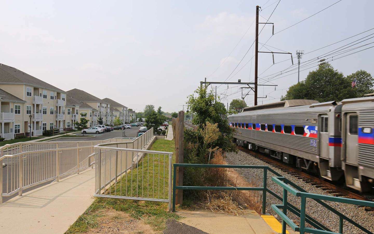 Warminster Train Station in front of The Station at Bucks County